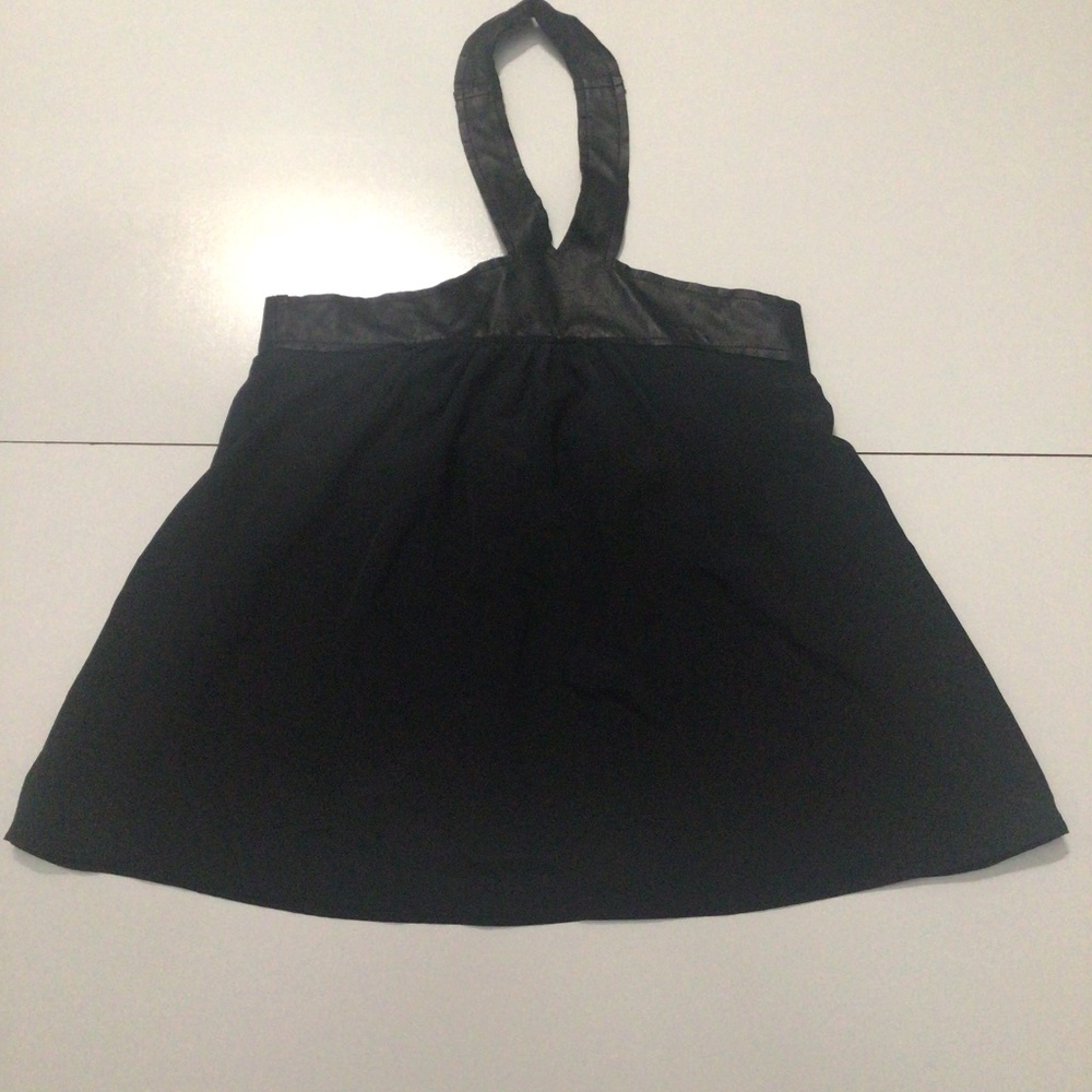 Designer RIO silk & leather halter top blouse
